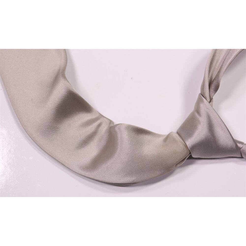 Louis Vuitton Solid Silver Gray Silk Necktie Tie … - image 1